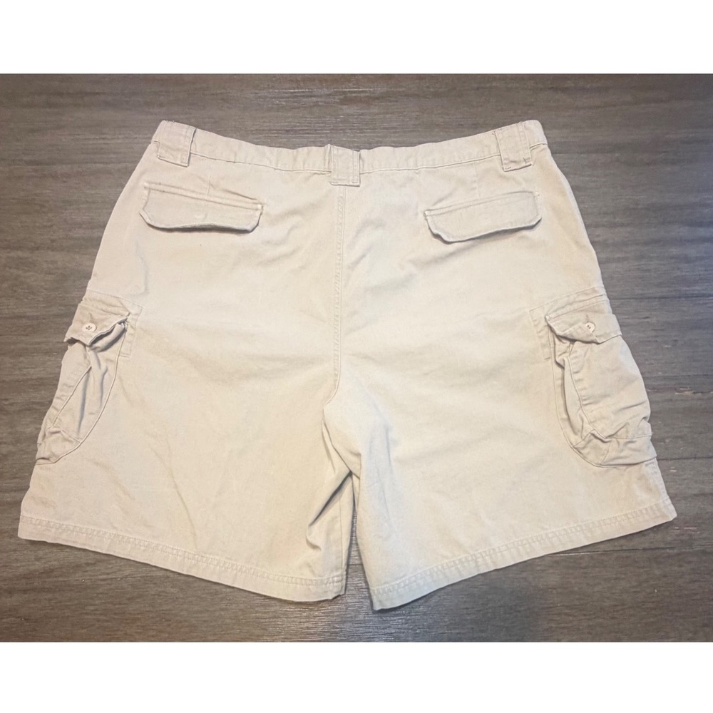 VTG LL Bean Mens Beige 100 % Cotton Canvas Cargo Shorts Size 43 Khaki Outdoor